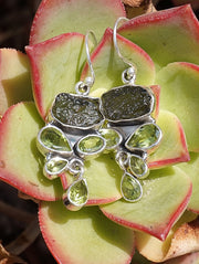 Moldavite Earring Set 2 with Peridot