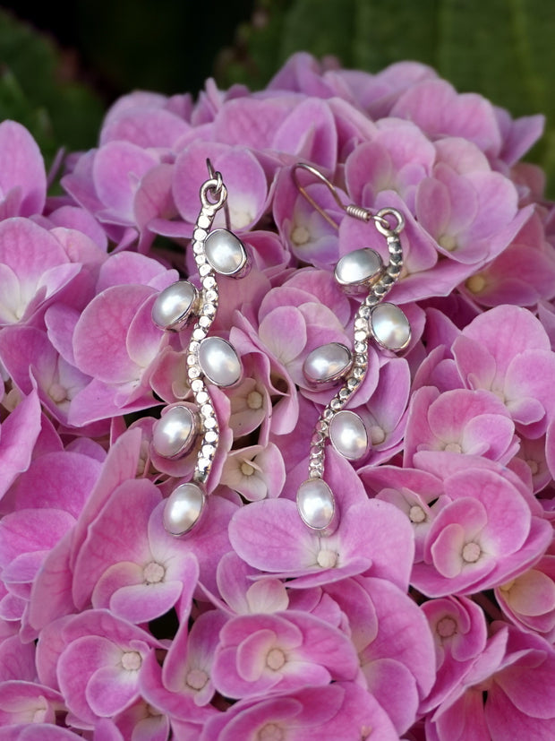 Pearl and Sterling Drop Earring Set 1