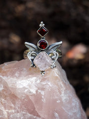 Rose Quartz and Garnet Ring 1