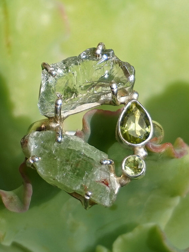 Garden Beauty Ring 7 with Green Amethyst, Kyanite & Peridot