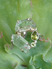 Garden Beauty Ring 7 with Green Amethyst, Kyanite & Peridot