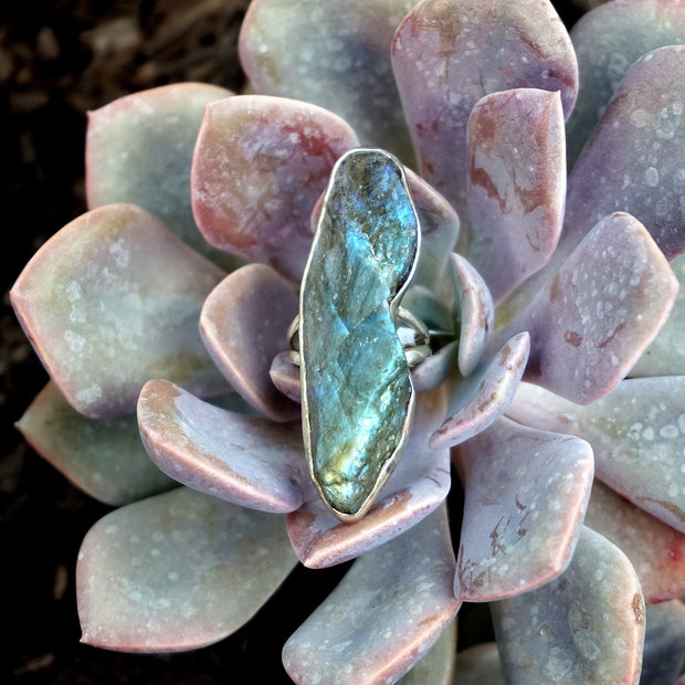 Free-form Rough Labradorite Ring 1