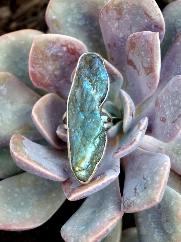 Free-form Rough Labradorite Ring 1