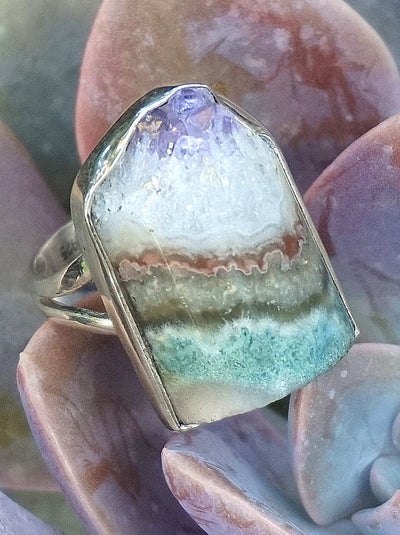 Amethyst Rough Quartz Crystal Ring 1