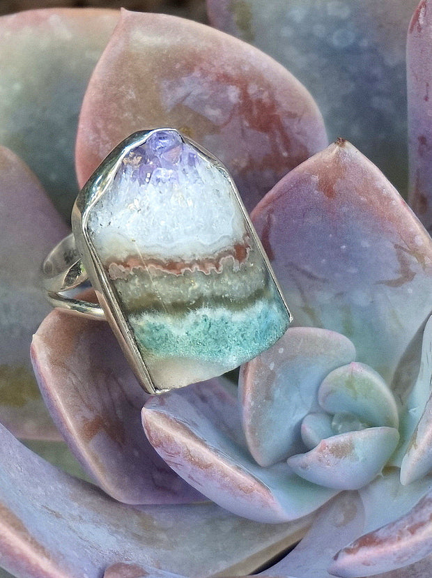 Amethyst Rough Quartz Crystal Ring 1