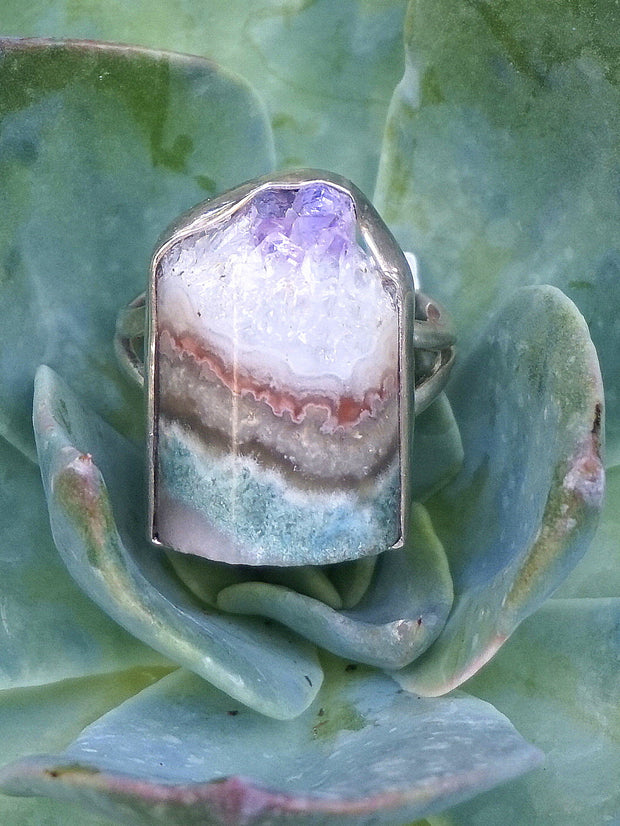 Amethyst Rough Quartz Crystal Ring 1