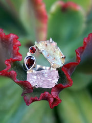 Garden Beauty Ring 5 with Ethiopian Opal, Rose Quartz & Garnet