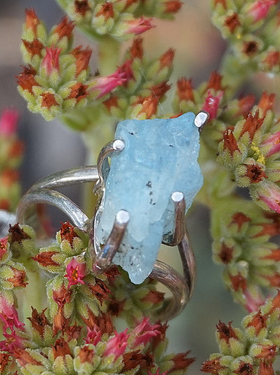 Aquamarine Rough Natural Ring 5