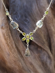 Green Amethyst Quartz and Peridot Necklace 1