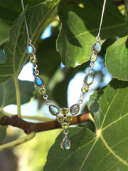 Labradorite and Peridot Drop Necklace