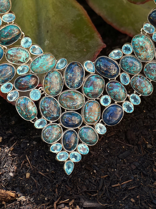 Chrysocolla and Blue Topaz Necklace 1
