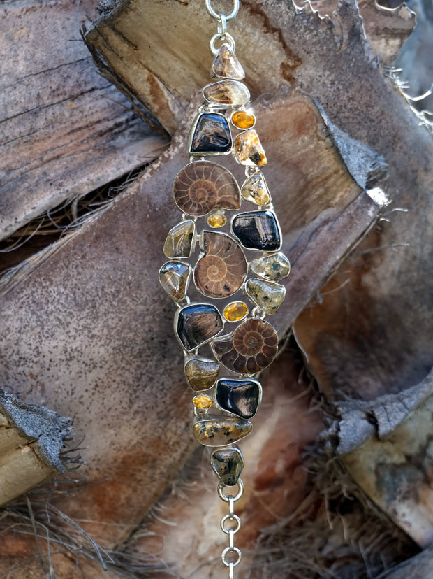 Ammonite Fossil and Quartz Bracelet 1