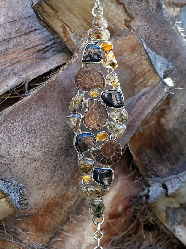 Ammonite Fossil and Quartz Bracelet 1