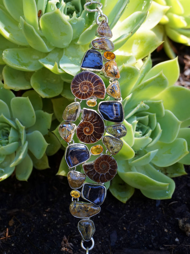 Ammonite Fossil and Quartz Bracelet 1