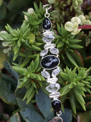 Herkimer Diamond Quartz Crystal Bracelet 1 with Black Onyx