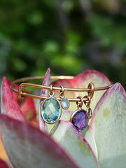 Apatite and Amethyst Quartz Bangle Bracelet 1 in Rose Bronze