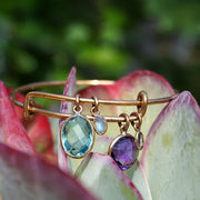 Apatite and Amethyst Quartz Bangle Bracelet 1 in Rose Bronze