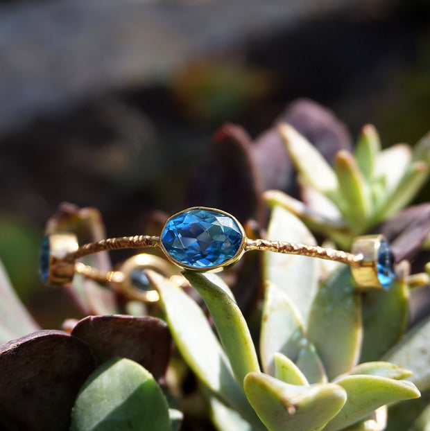 London Blue Topaz Bangle Bracelet 1 in Rose Bronze