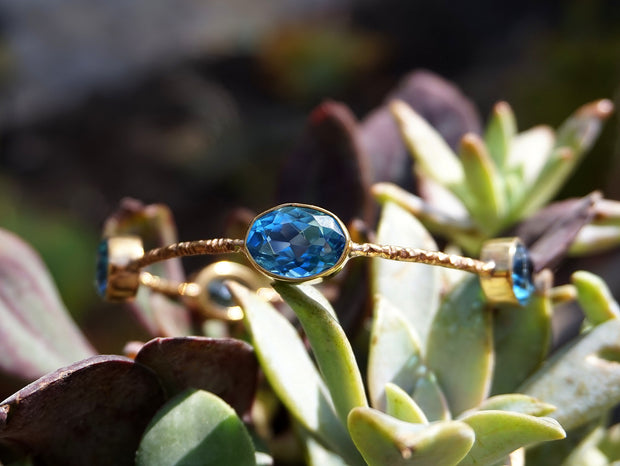 London Blue Topaz Bangle Bracelet 1 in Rose Bronze