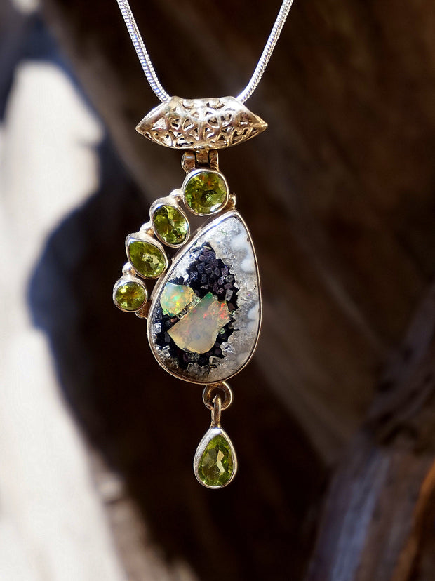 Ethiopian Opal and Peridot Pendant 3