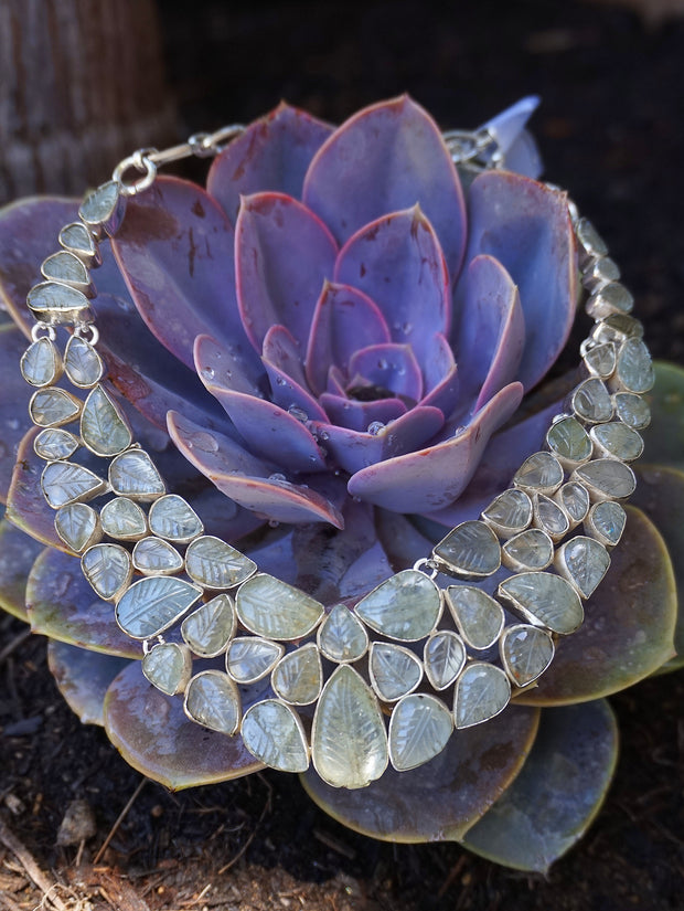 Hand Carved Aquamarine Gemstones Necklace