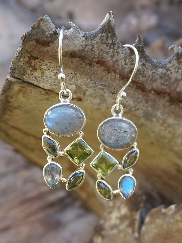 Labradorite Earring Set 7 with Peridot