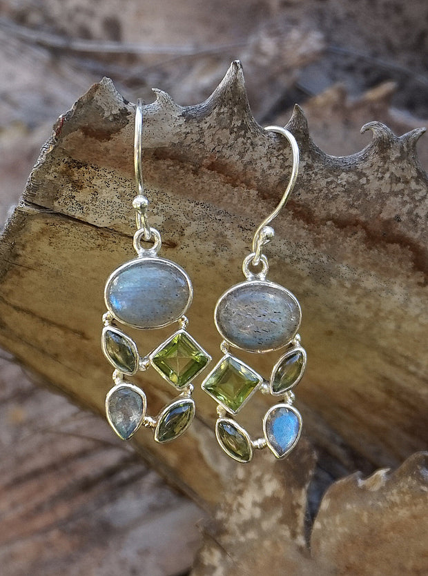 Labradorite Earring Set 7 with Peridot