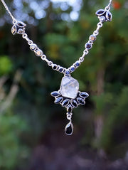 Herkimer Diamond Quartz Crystal and Black Onyx Necklace 2