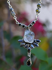 Herkimer Diamond Quartz Crystal and Black Onyx Necklace 2