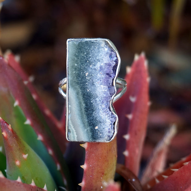 Amethyst Rough Quartz Crystal Ring 3