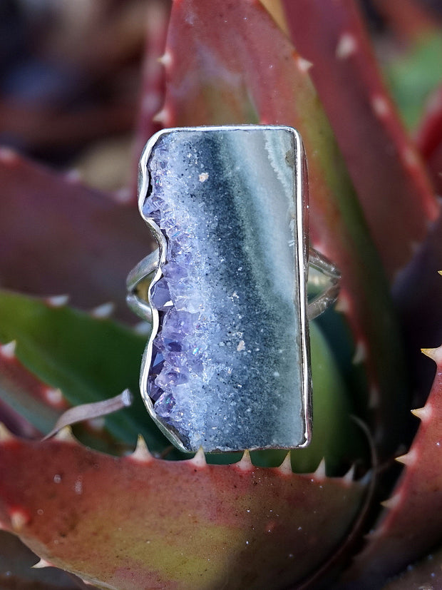 Amethyst Rough Quartz Crystal Ring 3