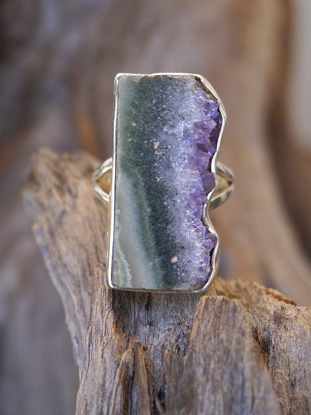 Amethyst Rough Quartz Crystal Ring 3