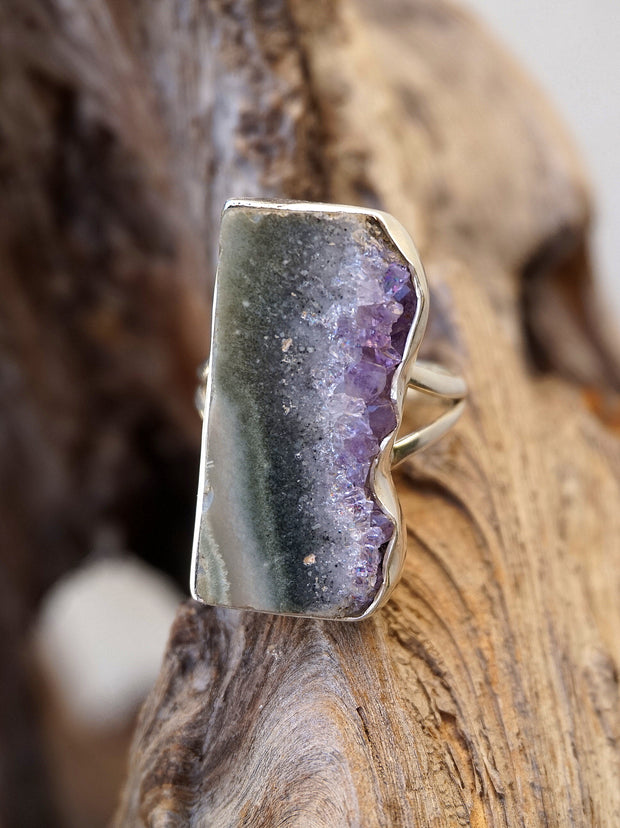 Amethyst Rough Quartz Crystal Ring 3