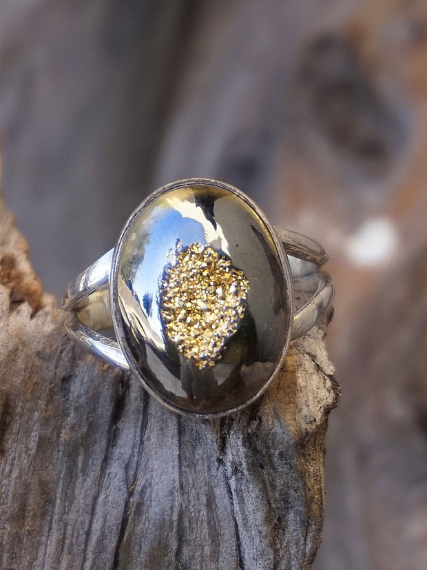 Titanium Quartz Druzy Ring