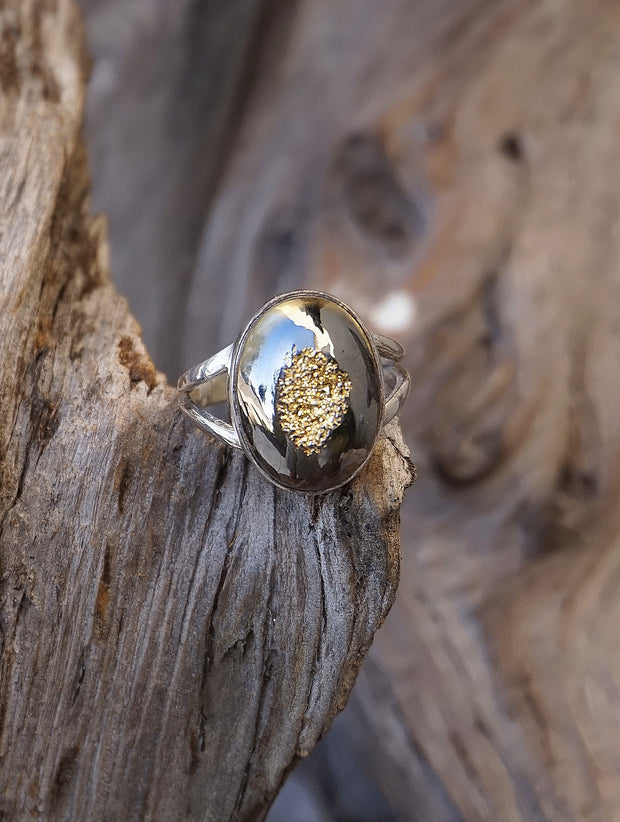 Titanium Quartz Druzy Ring