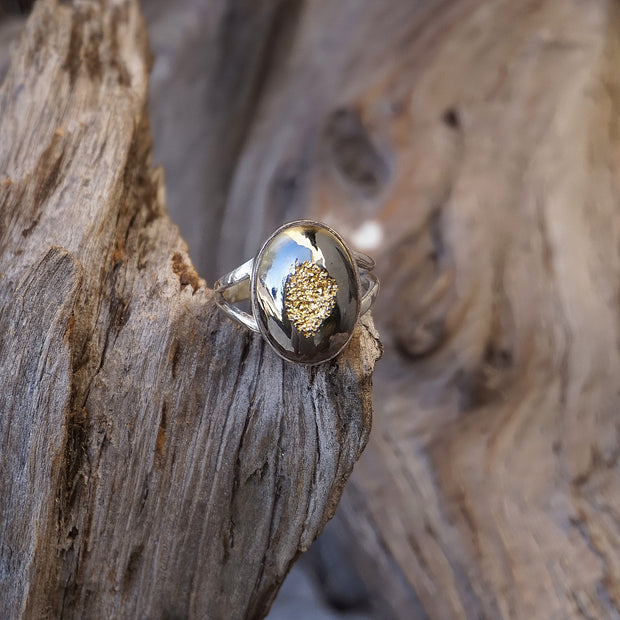 Titanium Quartz Druzy Ring