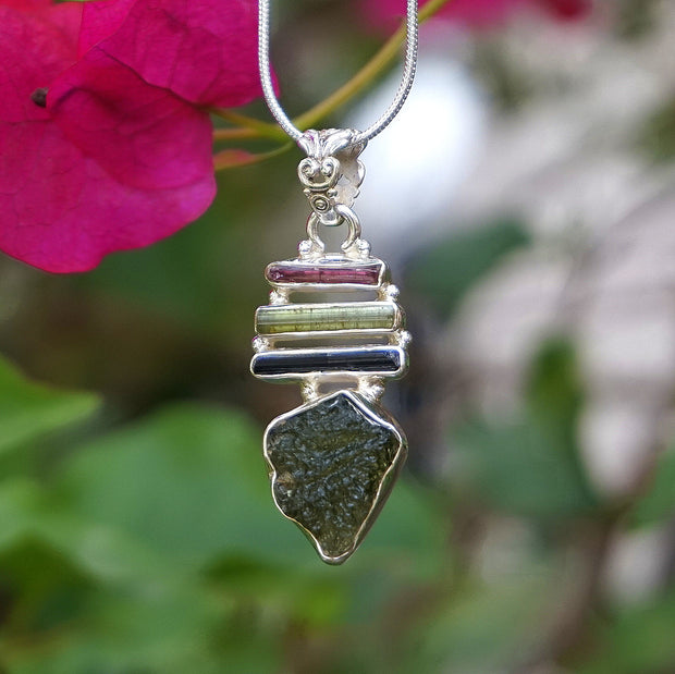 Tourmaline Pendant 1 with Moldavite