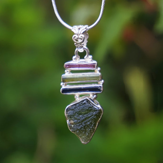 Tourmaline Pendant 1 with Moldavite