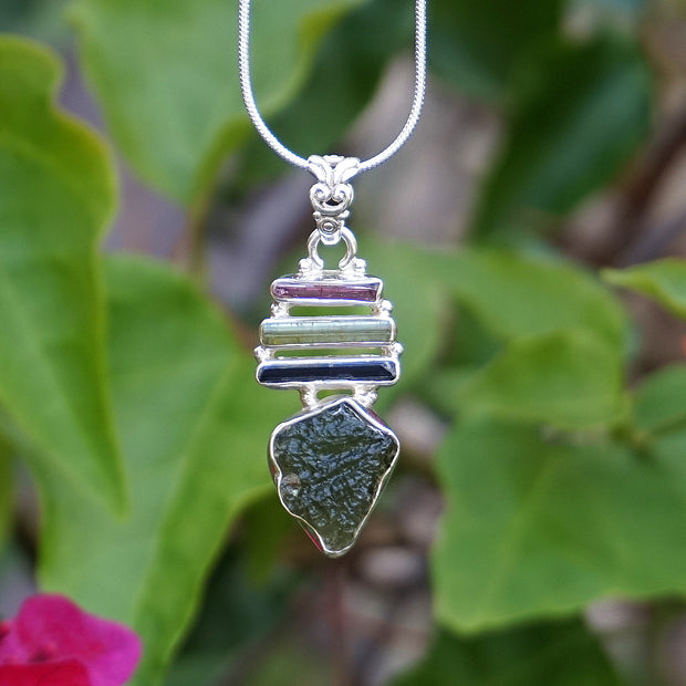 Tourmaline Pendant 1 with Moldavite