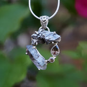 Garden Beauty Pendant 7 with Meteorite, Herkimer Quartz Crystal, and Smoky Quartz