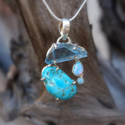 Garden Beauty Pendant 6 with Aqua Aura, Turquoise and Fire Opal