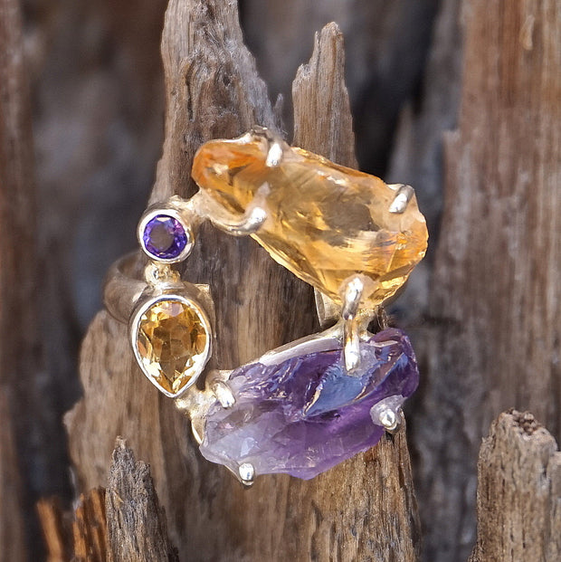 Garden Beauty Ring 11 with Amethyst and Citrine