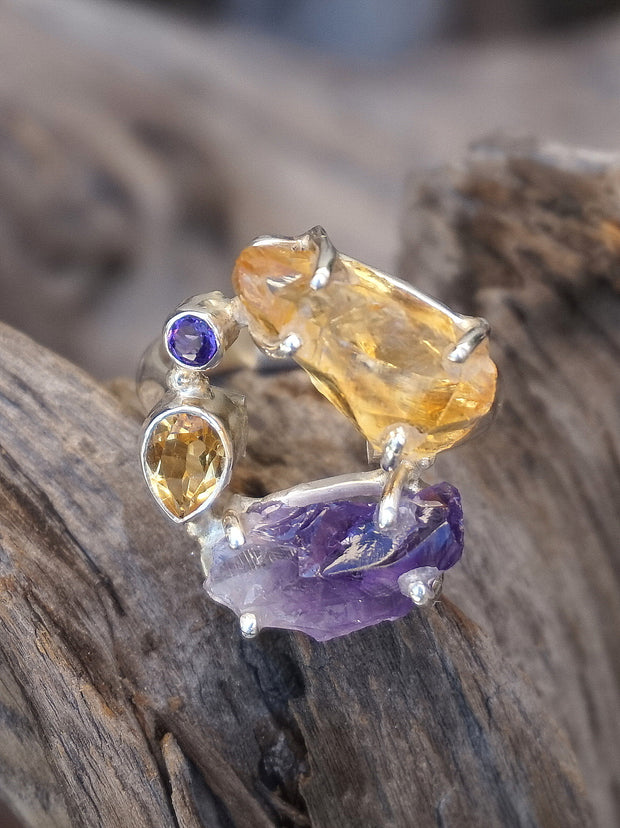 Garden Beauty Ring 11 with Amethyst and Citrine