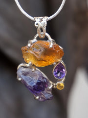 Garden Beauty Pendant 4 with Citrine and Amethyst