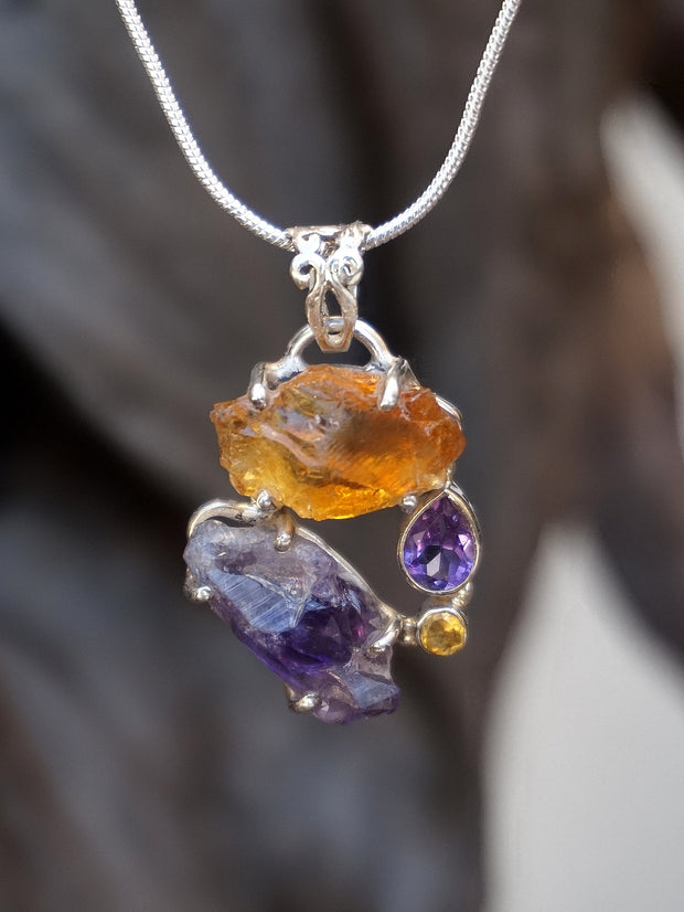 Garden Beauty Pendant 4 with Citrine and Amethyst