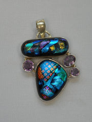 Dichroic Glass Pendant 3 with Amethyst