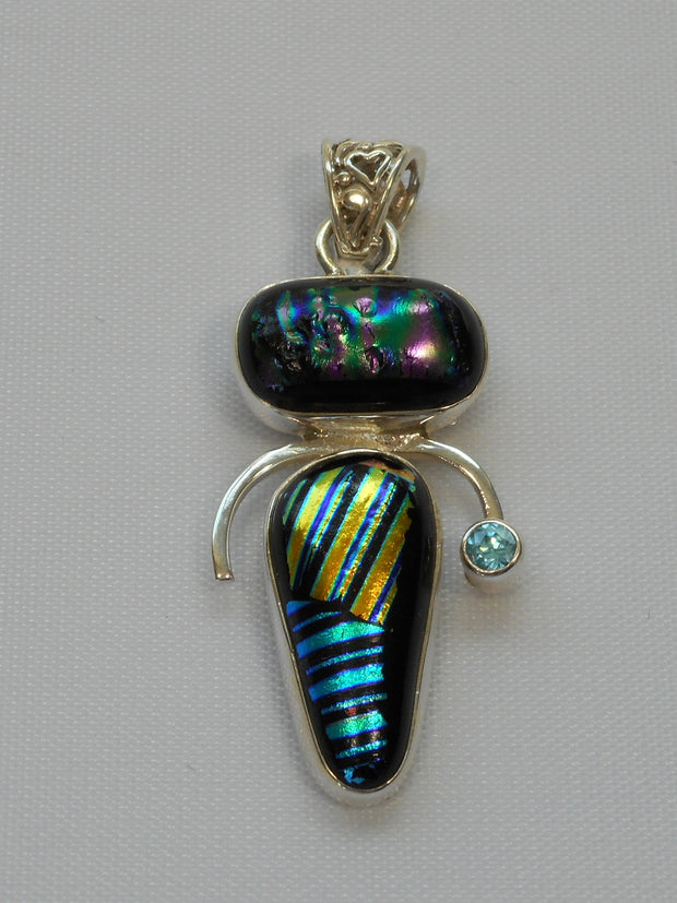 Dichroic Glass Pendant 4 with Blue Topaz