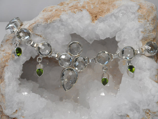 Green Amethyst Quartz and Peridot Collar Necklace