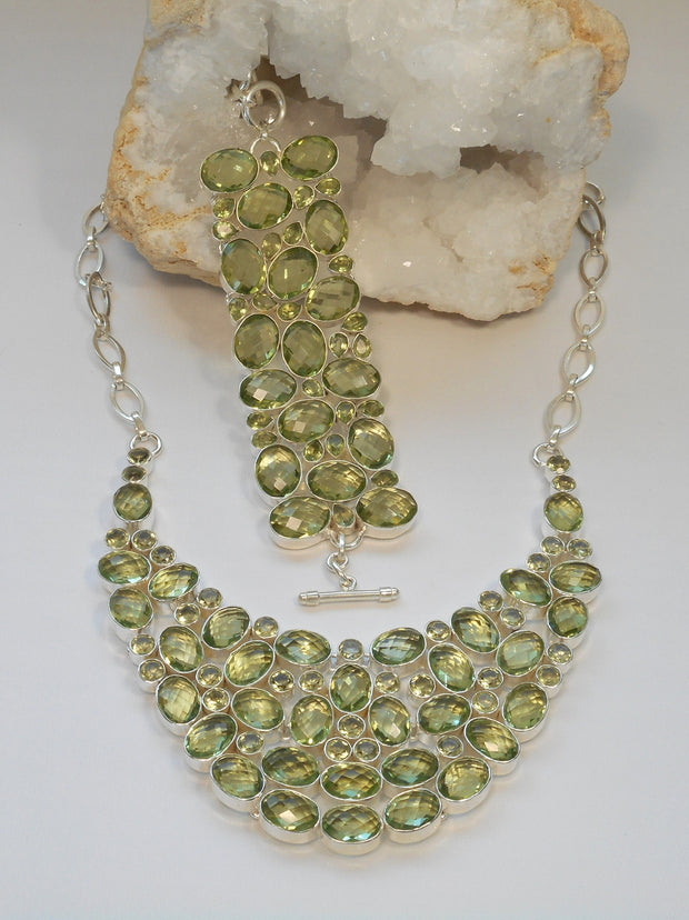 Green Amethyst Quartz Collar Necklace 1