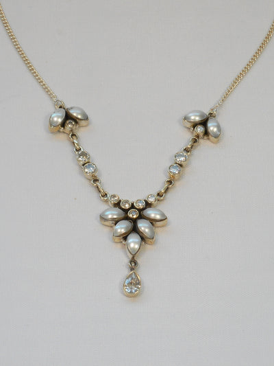 Delicate White Topaz Necklace 3 with Pearls